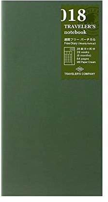 Traveler's Notebook, Refill, Vertical Weekly Free, Regular Size, 14379006