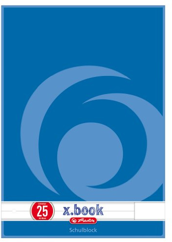 Herlitz Schulblock x.book A4, Lineatur 25, 10 Stück | 50 Blatt, weißer Rand außen