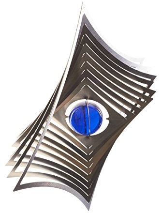 A2004 - SKARAT hochwertiges 3D Windspiel aus Edelstahl mit Glasperle - Raute 19cm x 19cm - Made in Germany