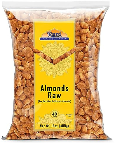 Rani Almonds, Raw Whole with Skin (uncooked, Unsalted) 14oz (400g) ~ All Natural | Vegan | Gluten Friendly | Fresh Product of USA ~ California Shelled Almonds