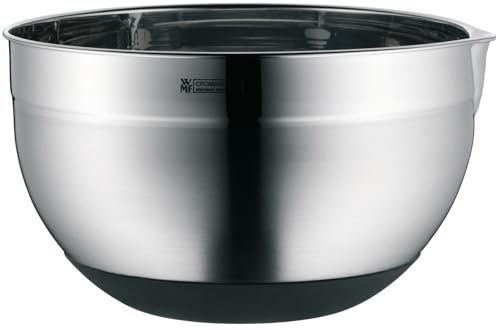 WMF Gourmet - Cuenco de Cocina 22 cm, Bol para Mezclar 4L con Base de Silicona, Acero Inoxidable Cromargan, Apto para Lavavajillas