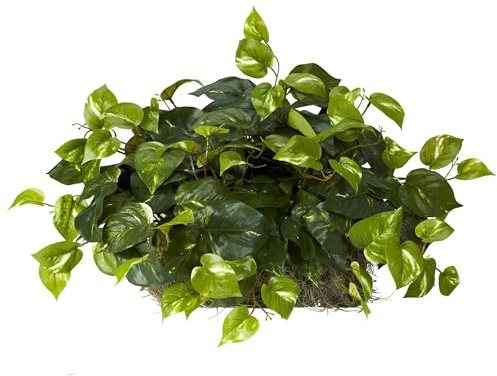 Nearly Natural 15in. Pothos Ledge Plant (Set on Foam) Silk Plant,Green