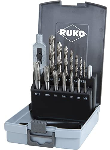 RUKO Einschnittgewindebohrer-Satz HSS in ABS-Kunststoffkassette 15tlg. - 245004RO