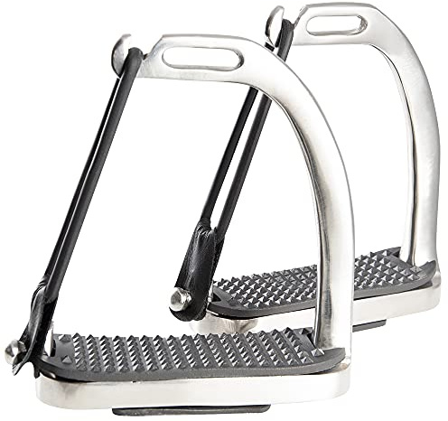 PFIFF 101769 Stirrup Stainless Steel Side Rubber Insert 12 cm for Warmblood Horses