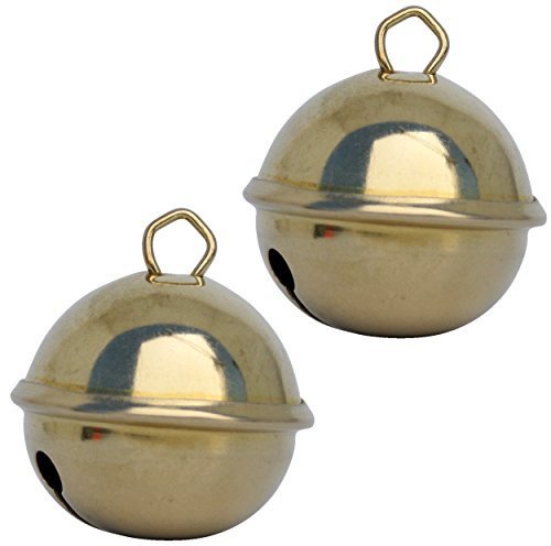 Cascabeles Dorados Gigantes (35mm x2 Campanillas Oro Musicales Sonoros) - 16 Colores de MUSIKID (Bebe Niños) Para Manualidades Navidad Boda Sonajeros Muñeca Perros Pesca Carnaval Gato Llavero