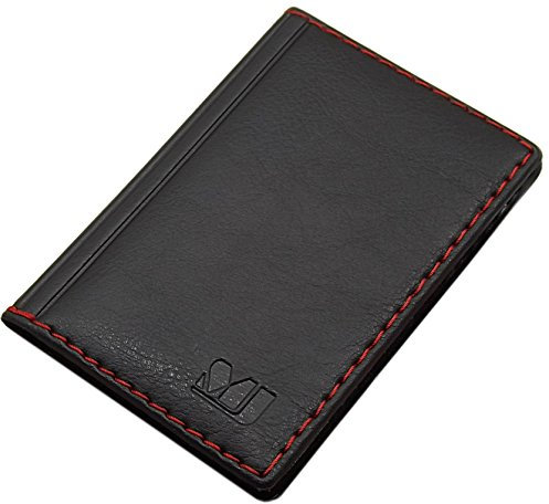 myledershop Kredit- und Visitenkartenetui mit Kontrastnaht 12 Fächer MJ-Design-Germany (Design 4 / Schwarz)