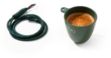 OutIn Coppa per Espresso Portatile, Expresso Shots Cup Made From Coffee Ground con Cordino Rimovibile da 48 cm, Perfetta Nano (90 ml/3 oz)