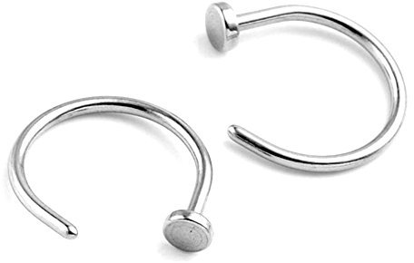 JSDDE Piercing Chirurgenstahl Edelstahl 20G Nasenpiercing Nasenring Fake Hoop Spirale Nasenstecker Nasenschraube Ohr Augenbraue Lippe Körperpiercing 8MM Silber