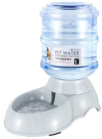 Flexzion Automatischer Wasserspender für Katzen und Hunde, Automatisierte Auffüllung Wassertränke für Haustiere, Hundenapf Wasserbrunnen Trinkbrunnen Trinkflasche für Kleintiere 3,8L