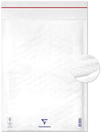 Clairefontaine 7356C - Paquet de 10 Pochettes Blanches Matelassées de Film à Bulles 300x440 mm - 90g/m²