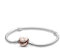 PANDORA Moments Schlangen-Gliederarmband mit Herz-Verschluss, 580719-16, Silber/Rosé, 16 cm