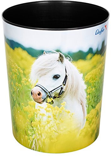 Läufer 26663, cestino per la carta con motivo cane colorato, 13 litri, perfetto per la cameretta dei bambini, rotondo Cavallo nel campo di colza. Cavallo nel campo di colza.