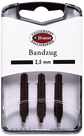 Brause 318025B - Plumes de calligraphie pour porte-plume - Boite de 3 plumes métal Bandzug 2.5 mm - Fabrication Allemande.