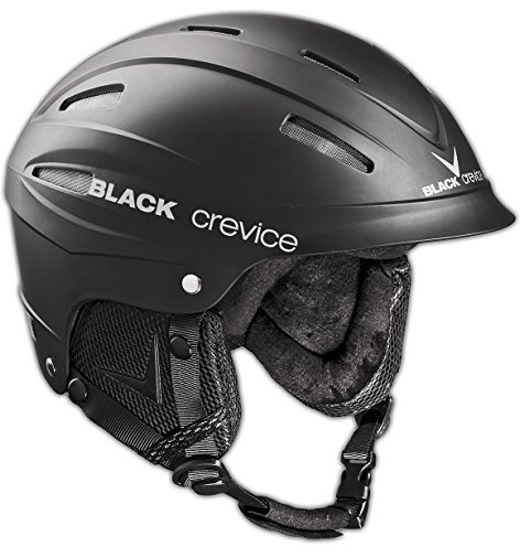 BLACK CREVICE Casco da sci Ischgl I Casco da sci antiurto dal design sportivo in diversi colori I Casco da sci Uomo & Donna I Casco da snowboard I Casco da sci (S = 55-56 cm, Nero)