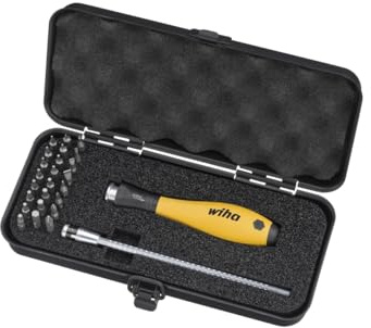 Wiha Schraubendreher mit Wechselklingen Set ESD SYSTEM 4 (33848), 27 tlg. für tiefliegende Schrauben, Schlitz/Kreuz/TORX/Sechskant inkl. Box