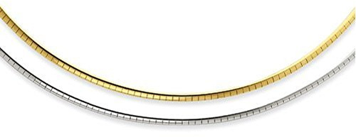 PRINS JEWELS 18 Karat / 750 Gold Beidseitig Zu Tragen Omega Halsreif zweifarbig Weißgold & Gelbgold Kette 40 cm. Damen