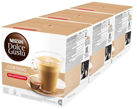 Nescafé Dolce Gusto Espresso Cortado Decaff, Lot de 3, total de 48 capsules