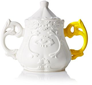 Seletti Sucrier avec Anse de Couleur de, Porcelaine, Blanc/Jaune, 13 cm (diamètre) et 15 cm (Haut)