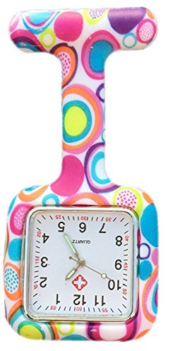 Boolavard® TM Nurses Fashion Coloured Patterned Silicon Rubber Fob Watches - Square Colourful Bubbles