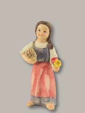 Unbekannt Krippenfiguren Mädchen mit Blumen geeignet für 12cm Figuren