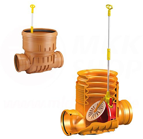 Kontrollschacht Revisionsschacht DN 400 Abwasserschacht 2x Ø 160 mm Dränage HT KG Rohr Rückstauklappe Rückstauverschluß Wartungsschacht Schachtboden Kanal Grundkörper Entwässerung Schacht