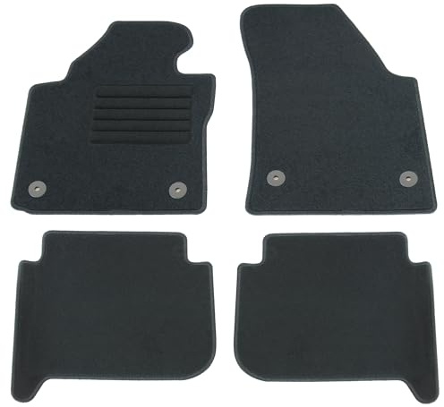 AD Tuning Textil Fußmatten für VW Touran 1 1T (11/2006-08/2010) | 4-teilig, 100 % passgenau, Textil, Schwarz, Randkettelung, mit Druckknopf Befestigungen vorne