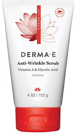 DERMA E Anti-Wrinkle Scrub – Anti-Aging Face Wash with Glycolic Acid and Vitamin A – Cleansing and Exfoliating Treatment Removes Makeup, Oil and Impurities, 4 oz