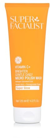 Super Facialist - Vitamin C + Brighten Gentle Daily Micro Polish Wash, Face Wash for Removing Dead Cells & Daily Impurities with Biodegradable Micro Beads, Vegan Friendly, 125ml