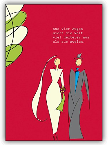 Kartenkaufrausch 16 Hochzeitskarten (16er Set): Illustrierte Hochzeits Glückwunschkarte mit Brautpaar und Spruch • schöne Grußkarte mit Umschlag, hochwertig und schön