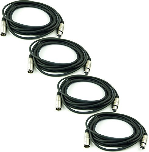 Adam Hall Cables 4 Stück K3MMF0600 Mikrofonkabel XLR female auf XLR male DMX Audio Kabel 3 pol polig (6,0 m, Schwarz, 4)