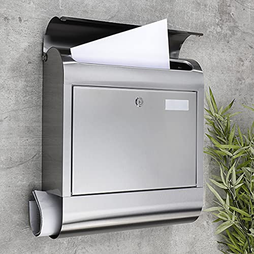 Design funktioneller Briefkasten, EDELSTAHL MIT EXTRA ROSTSCHUTZLACKIERUNG Edelstahl Zeitungsrolle Nostalgie Silbergrau silber Retro
