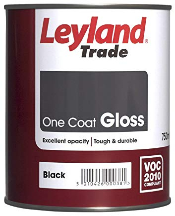 Leyland Trade - Gloss Paint One Coat - Black - 750ml | High Sheen Finish, Self Undercoating, Suitable for Interior & Exterior Wood & Metal, Drip Resistant, Hardwearing