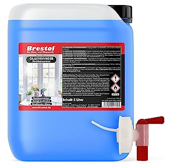 Brestol Limpiacristales listo para usar, 5 litros, incluye grifo de 51 mm, eliminador de insectos