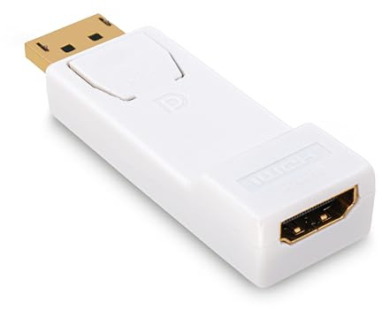 BIGtec - Adaptador de Displayport (conector HDMI de 19 pines hembra a conector DP macho de 20 pines, chapado en oro), color blanco
