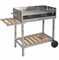 GLÜHZONE HKG 500, Grill XXL Edelstahl Grillwagen, Holzkohlegrill fahrbar mit Holzablage, 4-fach höhenverstellbarer großer Grillrost, langlebig