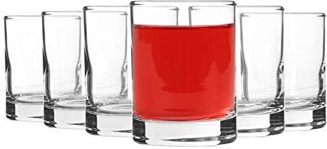 Rink Drink 6 Piece Glass Shot Glasses Set - Heavy Base Party Shooter Liqueur Glasses - 65ml
