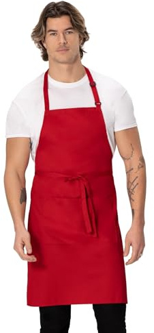 Color by Chef Works B196 justerbart förkläde för förkläde, rött