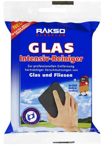 RAKSO Glas-Intensivreiniger - 1 Scheibenreiniger aus Edelstahlwolle, kratzfrei, Glasreiniger & Fliesenreiniger für Wand/Boden-Reiniger