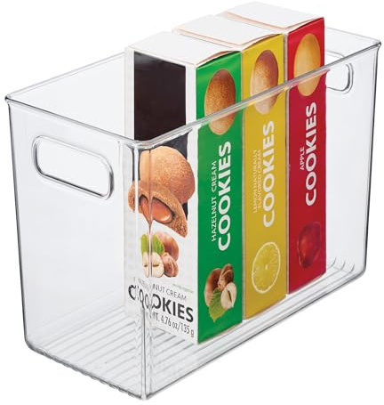 iDesign Cabinet/Kitchen Binz Aufbewahrungsbox, extragroße Ordnungsbox aus Kunststoff, 1er-Set hoher Küchen Organizer, durchsichtig