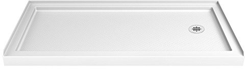 DreamLine SlimLine 30 in. D x 60 in. W x 2 3/4 in. H Right Drain Single Threshold Shower Base in White, DLT-1130602
