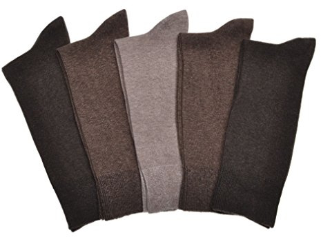 5 Pairs of MEN'S BROWN Cotton Socks Large = UK Mens Shoe Size 9-12