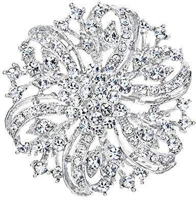 EVER FAITH® österreichische Kristall Vintage Retro-StilRot Blume Hochzeit Brosche klar Silber-Ton A02444-2