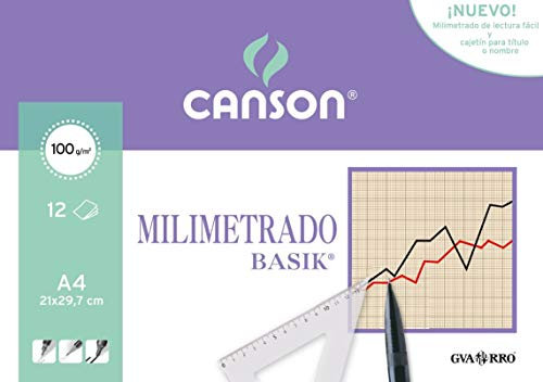 Canson 406323 Millimeterpapier, 12 Blatt
