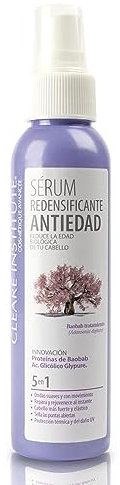 Clearé Institute - Sérum Antiedad Redensificante | Rejuvenece y Protege el Pelo Seco y Dañado | Sellador de Puntas Abiertas | Apto Método Curly | 96% Ingredientes Naturales | 125ml