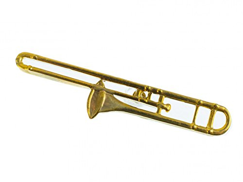Miniblings trombon brosch – gyllene metallinstrument stift, 1 st, unisex, flerfärgad, broschstil, fjärilslås, ingen metallstämpel, alla samlingar, 37mm, Metall, inte känd