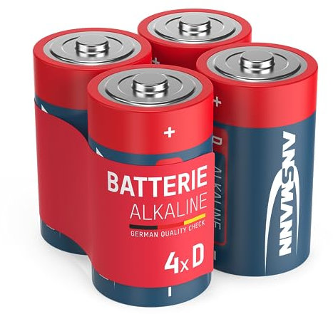 ANSMANN Alkaline Batterien Mono D LR20 1,5V, 4 Stück, langlebig & auslaufsicher, ideal für Radio, Modellbau, LED Taschenlampe, Spielzeug