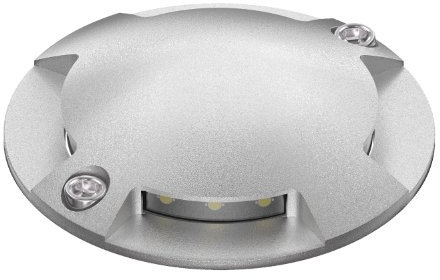 ledscom.de Lampe de sol LED, marquage de chemin BUNDA pour l'extérieur, IP67, 4-flamme, aluminium, rond, 70mm Ø, blanc froid