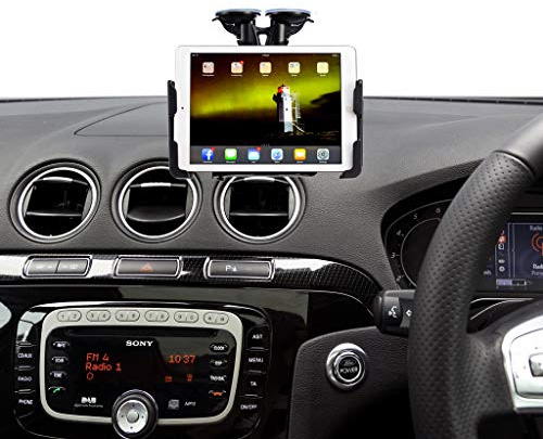 Ultimateaddons® - Supporto regolabile con doppia ventosa e supporto per auto, adatto per tablet e iPad da 7 a 10 pollici