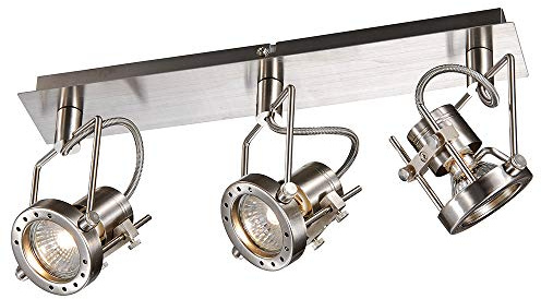 Dapo Wandleuchte-Spot JET-LINE, nickel, 3x GU10 max. 35 W, ohne Leuchtmittel, Deckenplatte D: 41,8x6 cm, Decken-Büro-Wohnraum-Strahler-Spot-Leuchte-Lampe