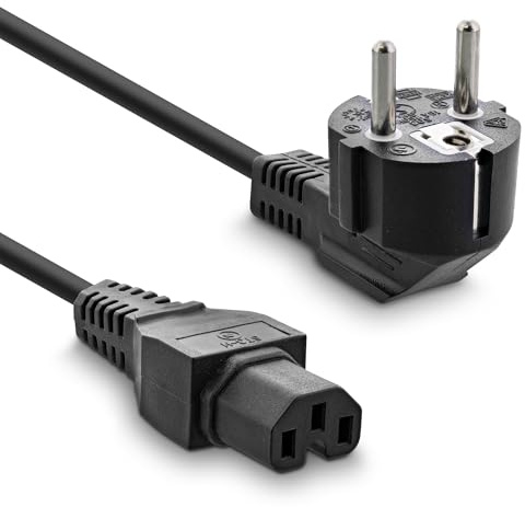 InLine 16810E nätkabel, skyddskontakt vinklad på värmeutrustningstäckare C15 rakad, svart, 3 m